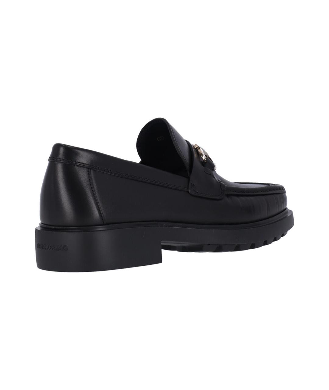 FERRAGAMO Черные кожаные лоферы, фото 4
