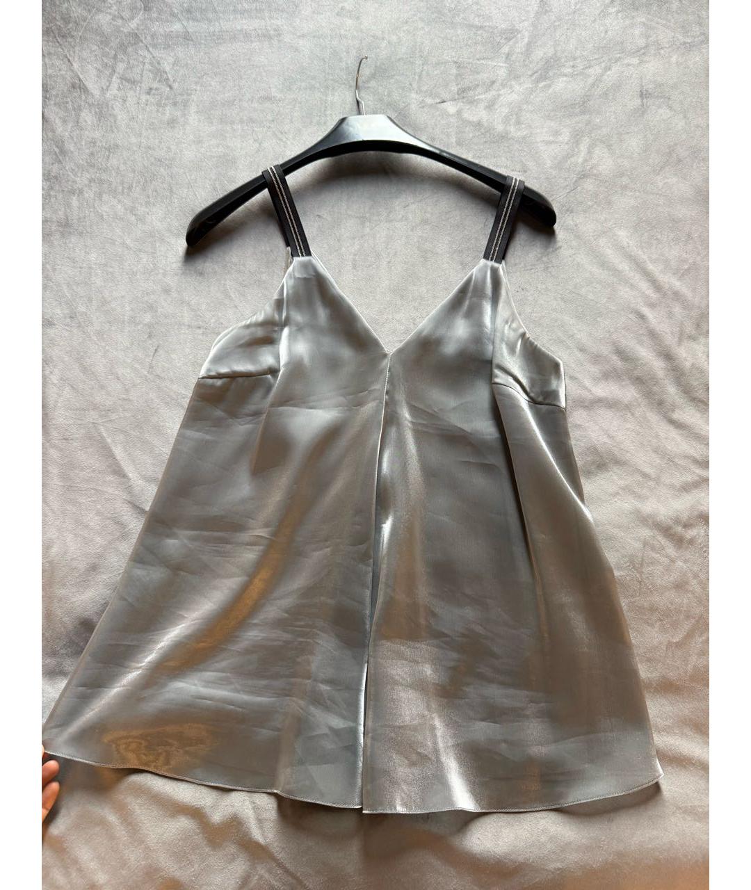 BRUNELLO CUCINELLI Антрацитовая шелковая футболка, фото 6