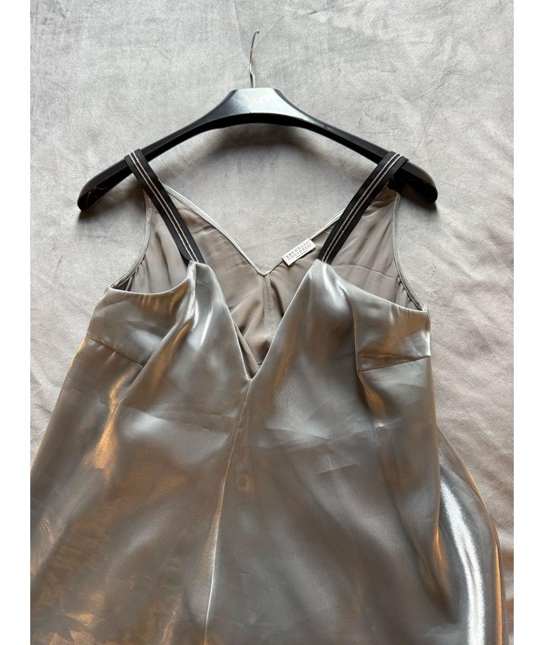 BRUNELLO CUCINELLI Антрацитовая шелковая футболка, фото 8