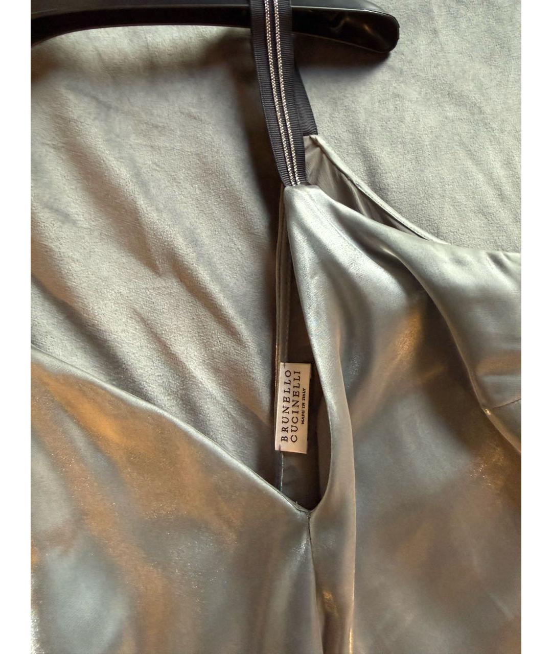 BRUNELLO CUCINELLI Антрацитовая шелковая футболка, фото 5