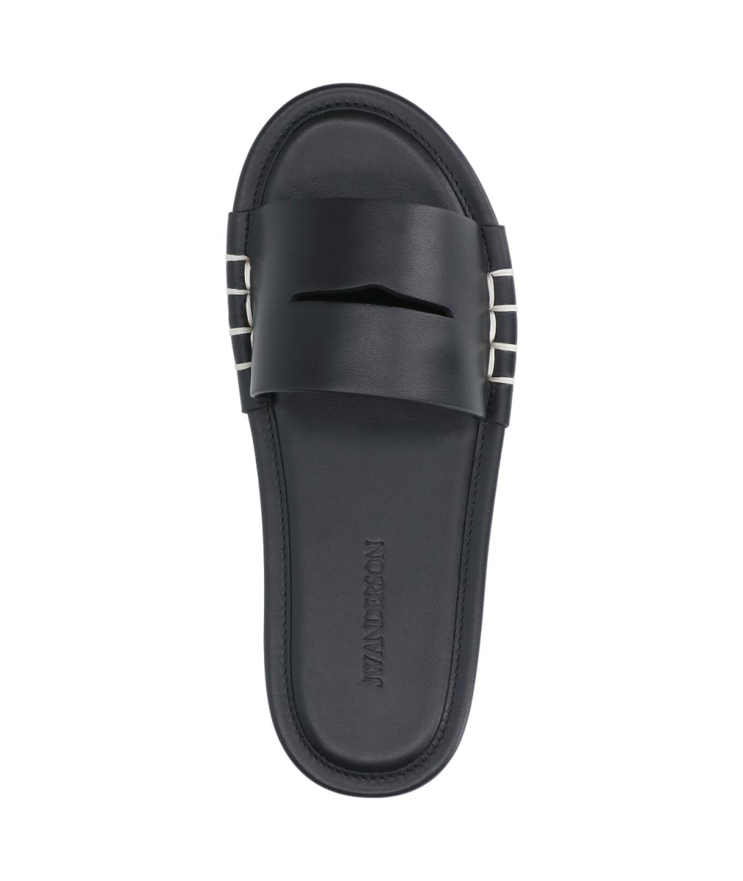J.W.ANDERSON Черные кожаные шлепанцы, фото 5