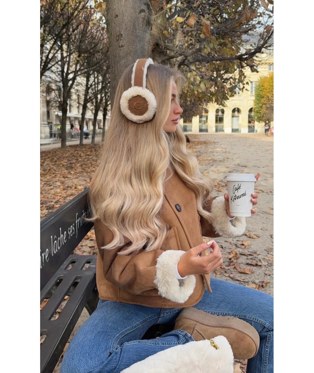 UGG AUSTRALIA Коричневые шерстяные наушники, фото 3