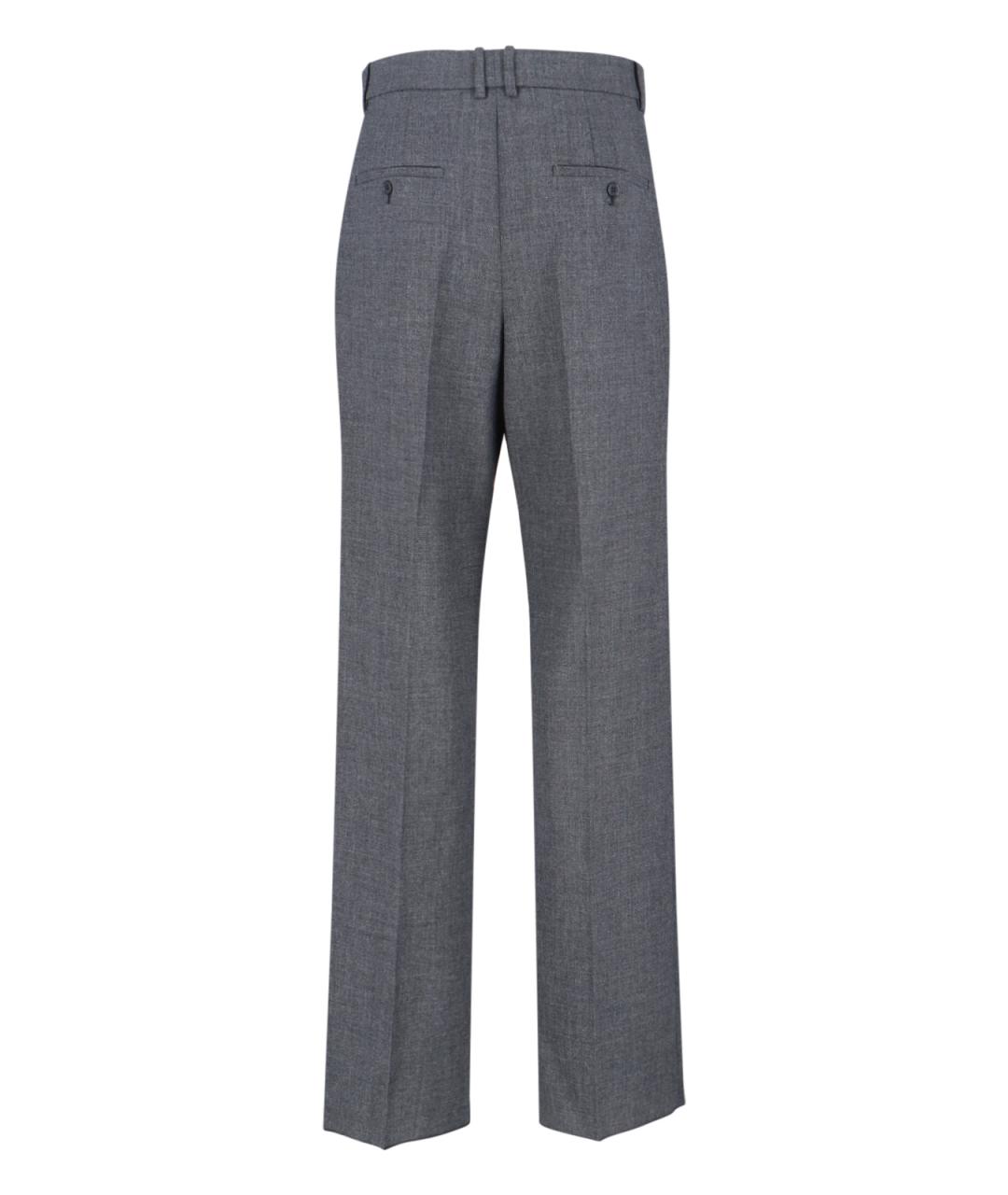 SAINT LAURENT Серые шерстяные повседневные брюки, фото 3