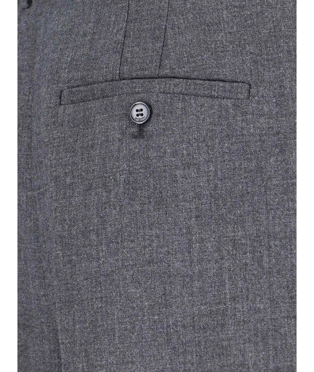 SAINT LAURENT Серые шерстяные повседневные брюки, фото 4