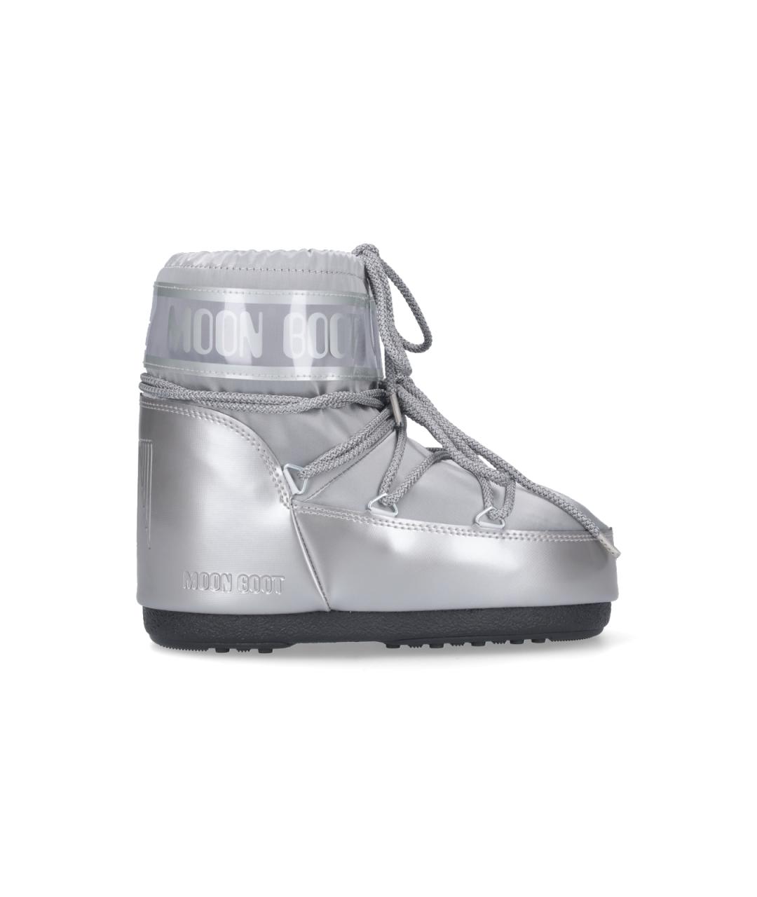 MOON BOOT Серебряные синтетические сапоги, фото 1