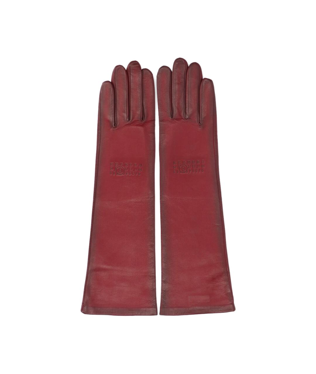 MM6 MAISON MARGIELA Красные кожаные перчатки, фото 1