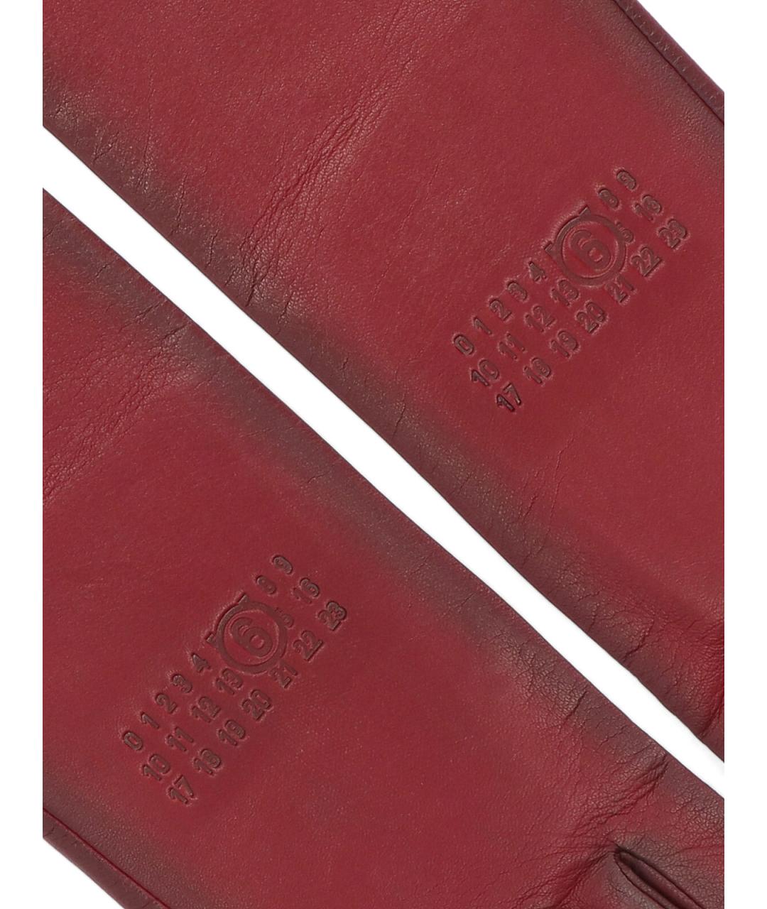 MM6 MAISON MARGIELA Красные кожаные перчатки, фото 3