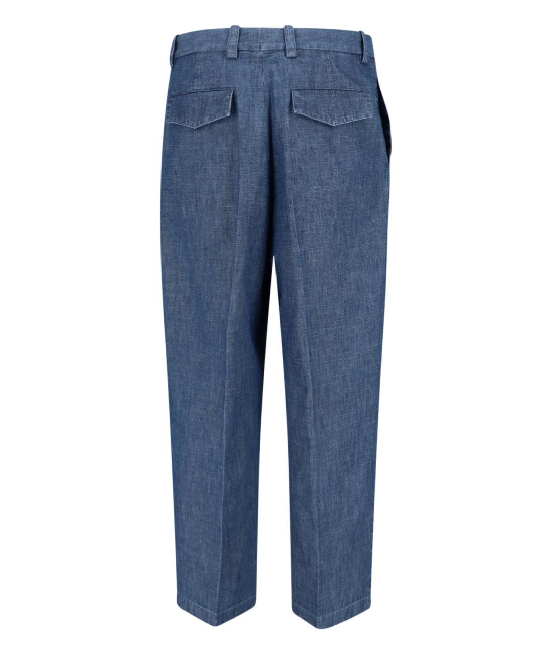 JIL SANDER Синие хлопковые повседневные брюки, фото 2