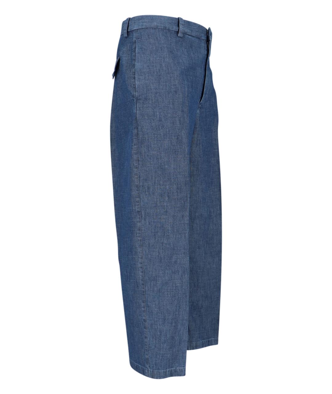 JIL SANDER Синие хлопковые повседневные брюки, фото 3