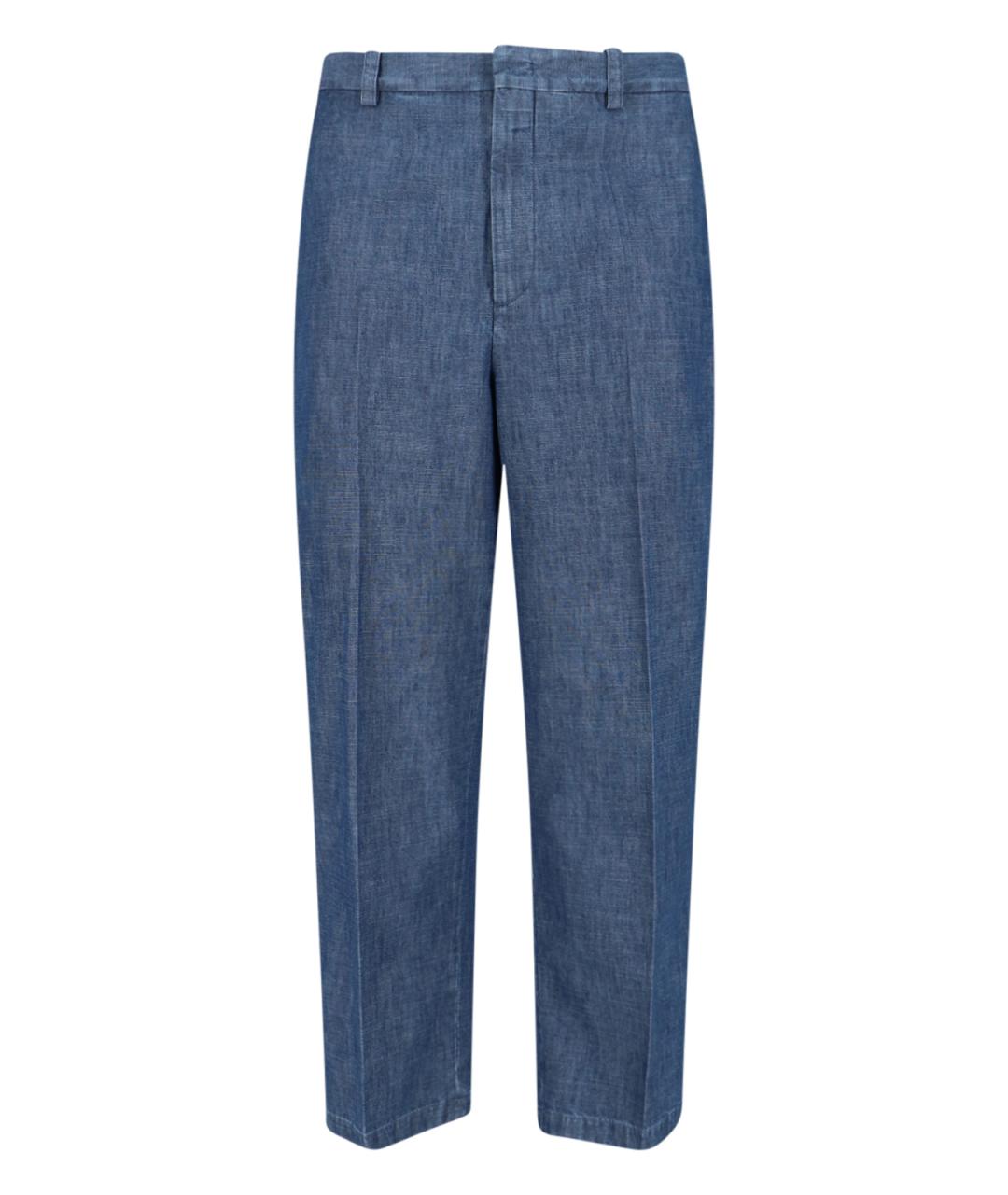 JIL SANDER Синие хлопковые повседневные брюки, фото 1