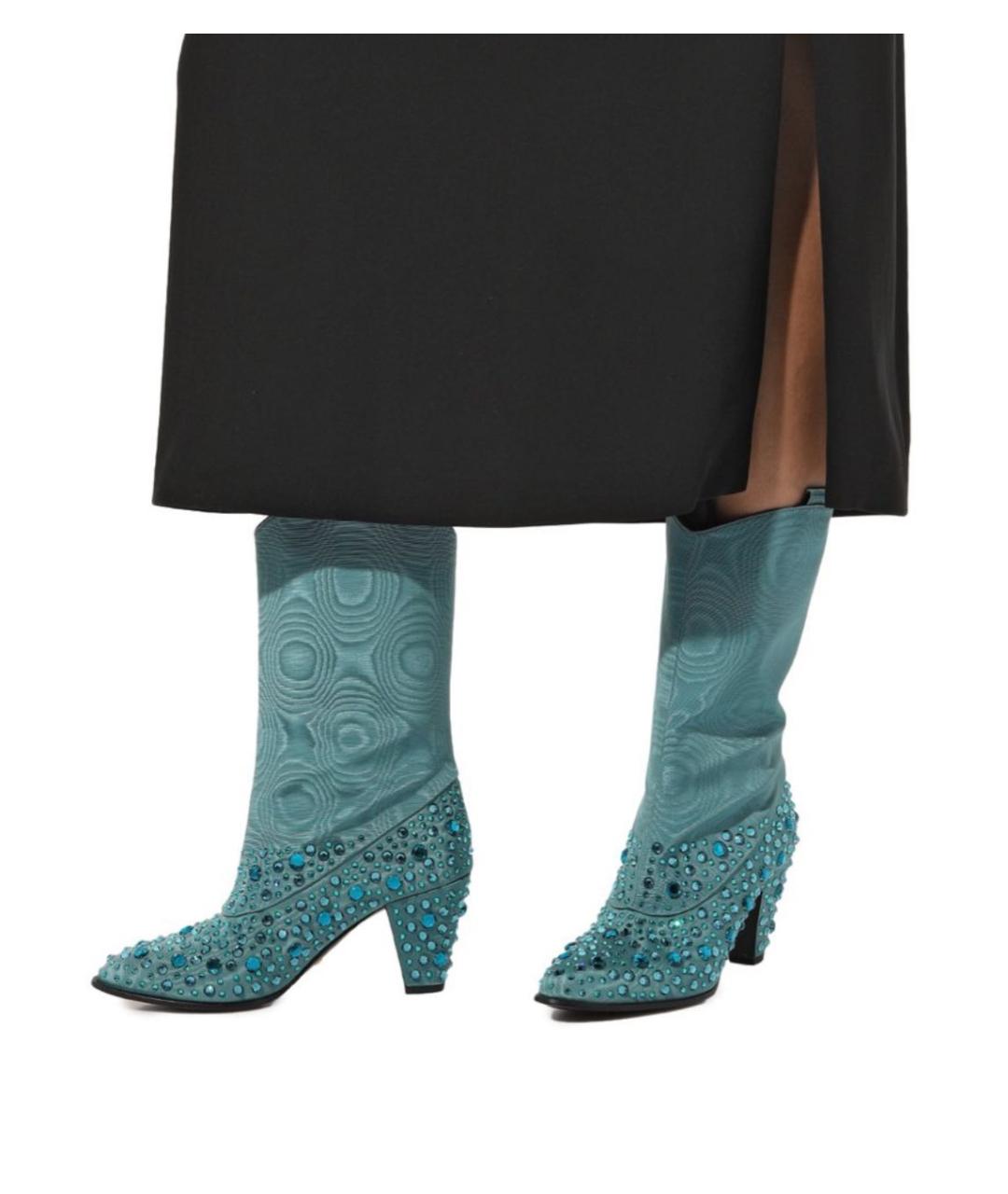 GUCCI Голубые текстильные сапоги, фото 3