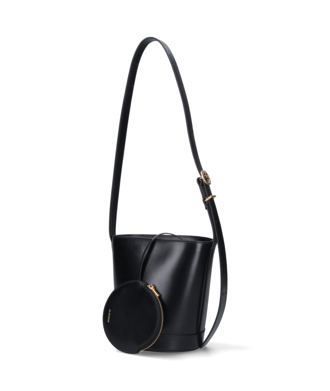JIL SANDER Черная кожаная сумка через плечо, фото 2