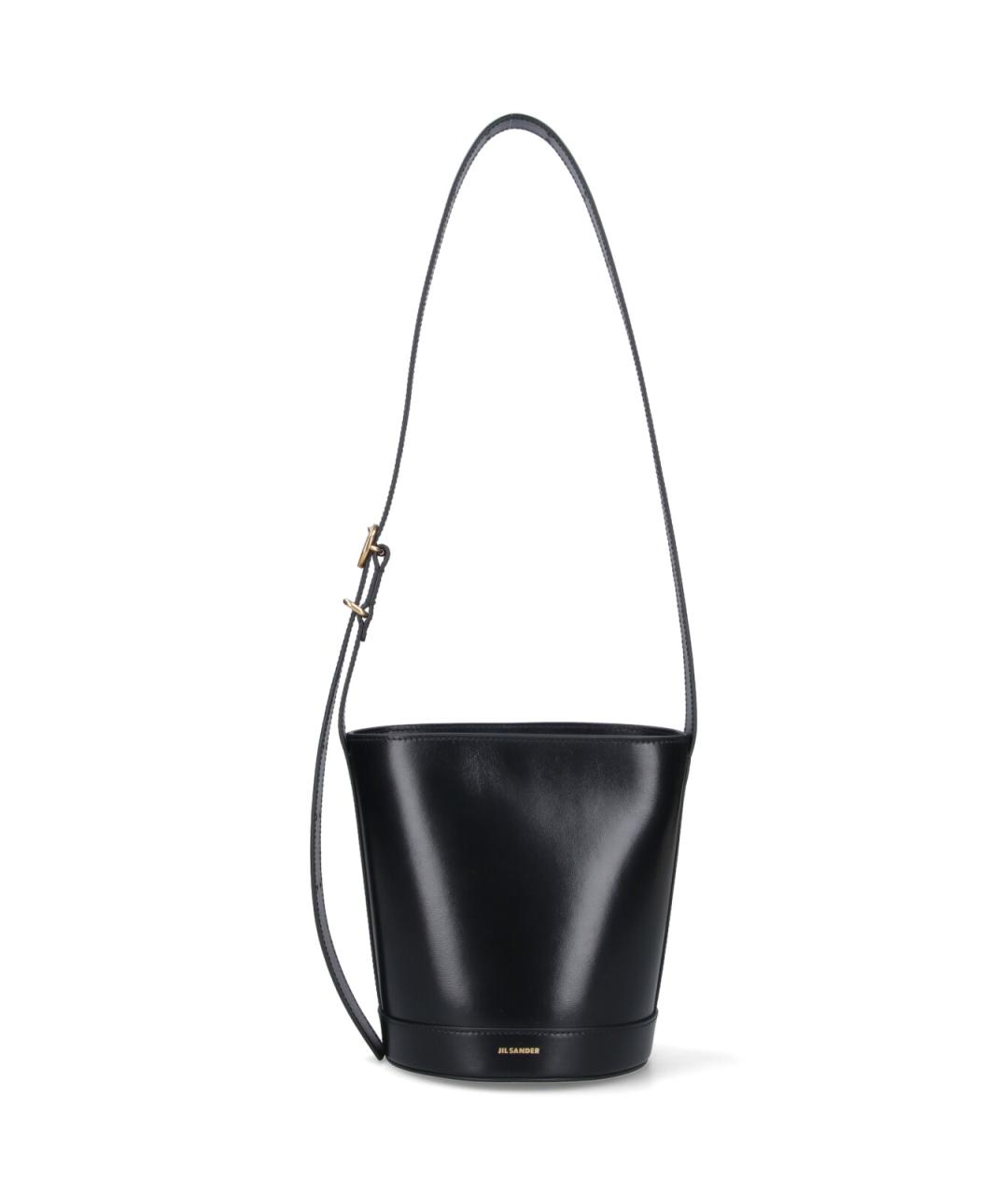 JIL SANDER Черная кожаная сумка через плечо, фото 1
