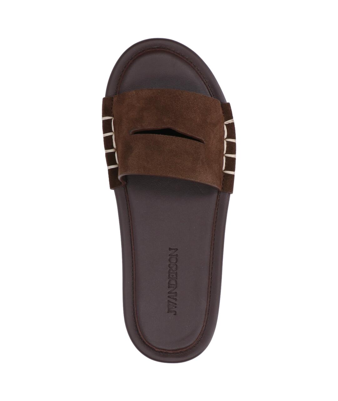 J.W.ANDERSON Коричневые кожаные шлепанцы, фото 5