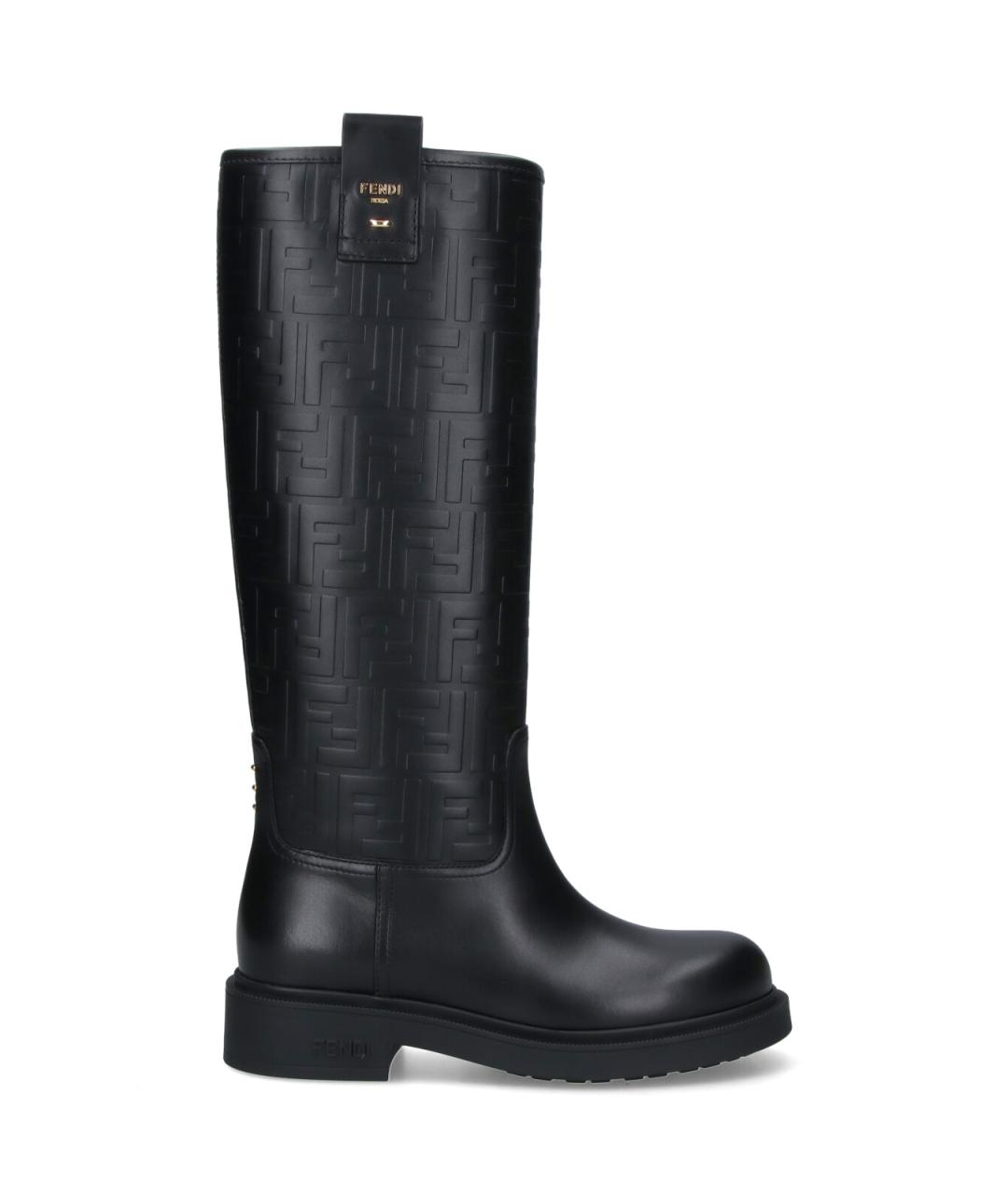 FENDI Черные кожаные сапоги, фото 1