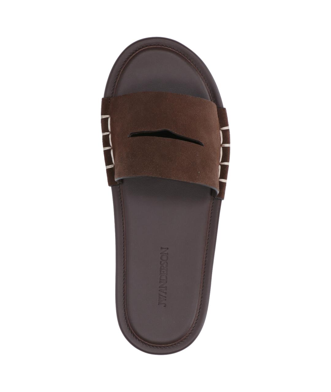 J.W.ANDERSON Коричневые кожаные шлепанцы, фото 5