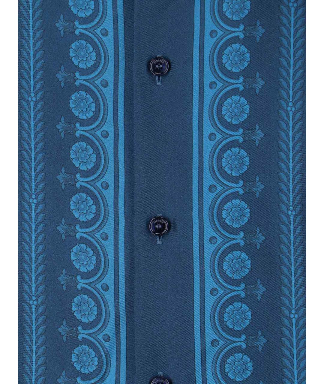 VERSACE Синяя шелковая кэжуал рубашка, фото 4