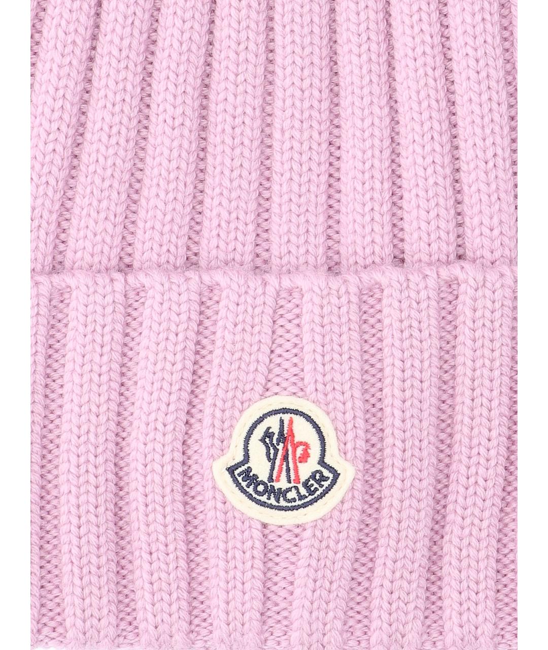 MONCLER Розовая шерстяная шапка, фото 3