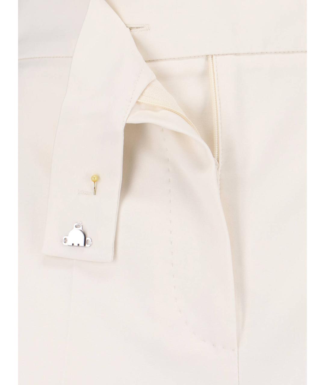 MAX MARA Белые хлопковые прямые брюки, фото 4
