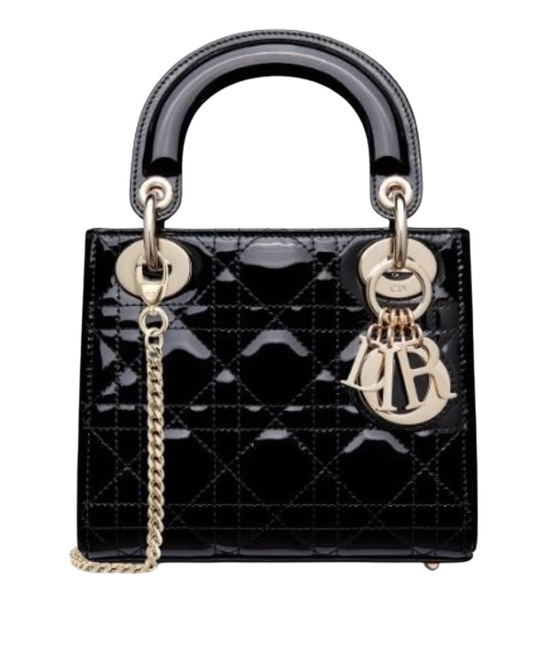 CHRISTIAN DIOR Черная сумка через плечо из лакированной кожи, фото 1