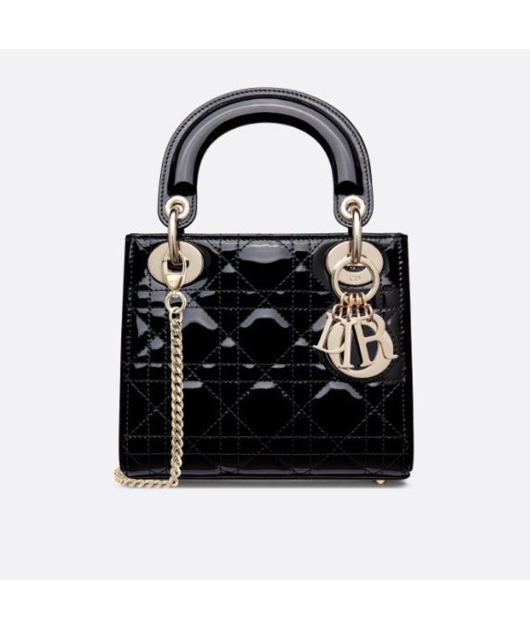 CHRISTIAN DIOR Черная сумка через плечо из лакированной кожи, фото 9