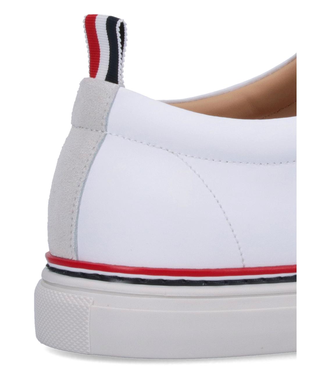 THOM BROWNE Белые кожаные низкие кроссовки / кеды, фото 4