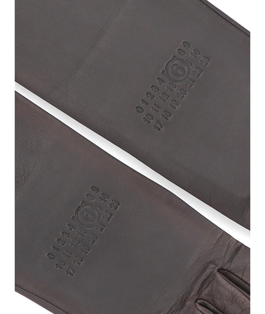 MM6 MAISON MARGIELA Серые кожаные перчатки, фото 3