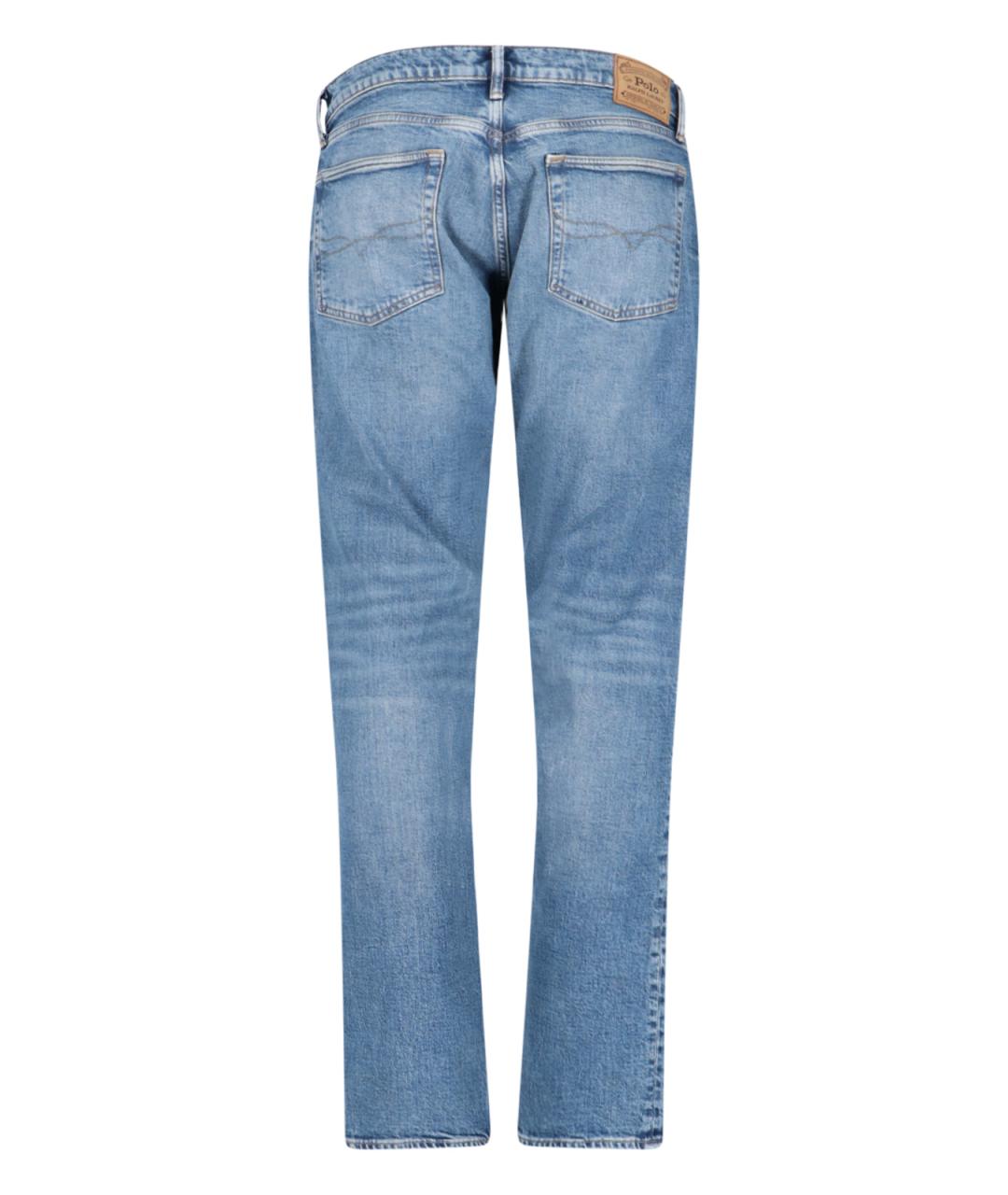 POLO RALPH LAUREN Синие хлопковые прямые джинсы, фото 2