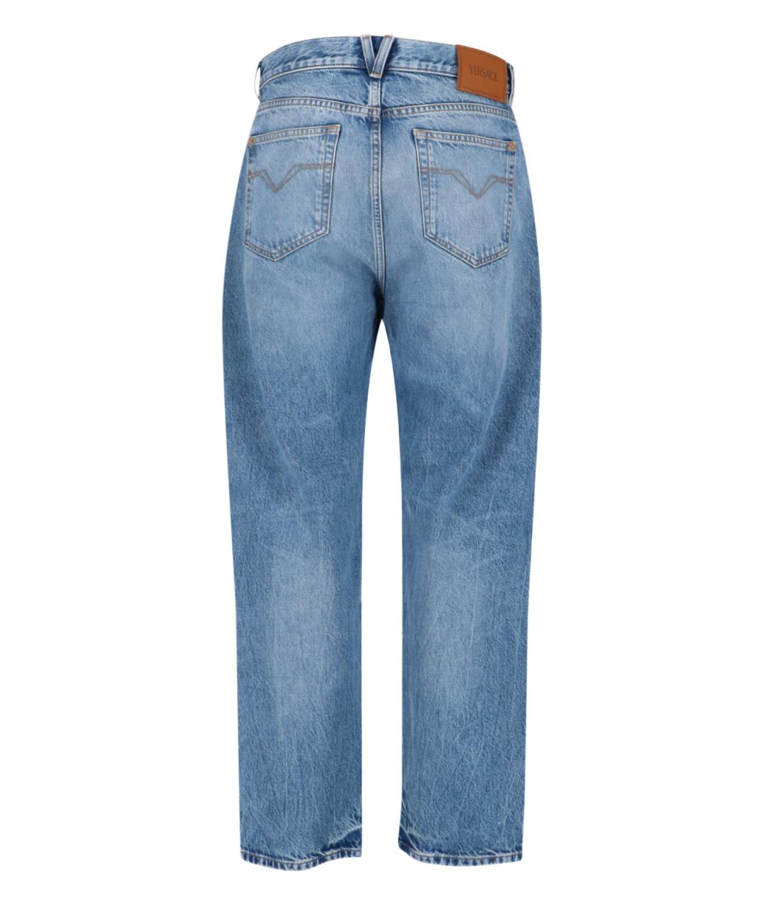 VERSACE Синие хлопковые прямые джинсы, фото 2