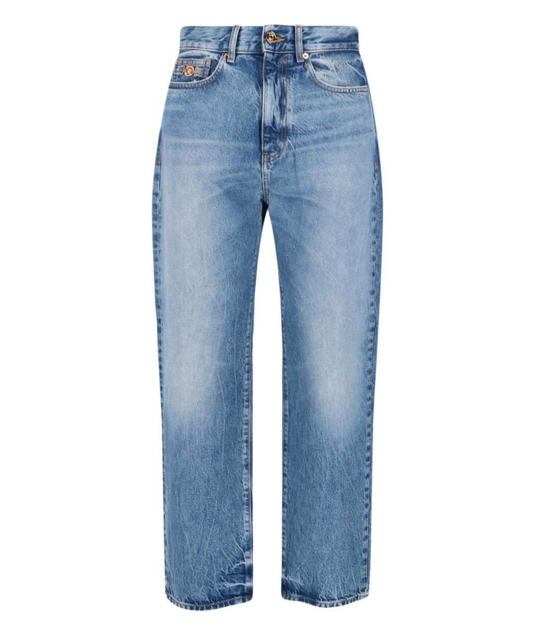 VERSACE Синие хлопковые прямые джинсы, фото 1