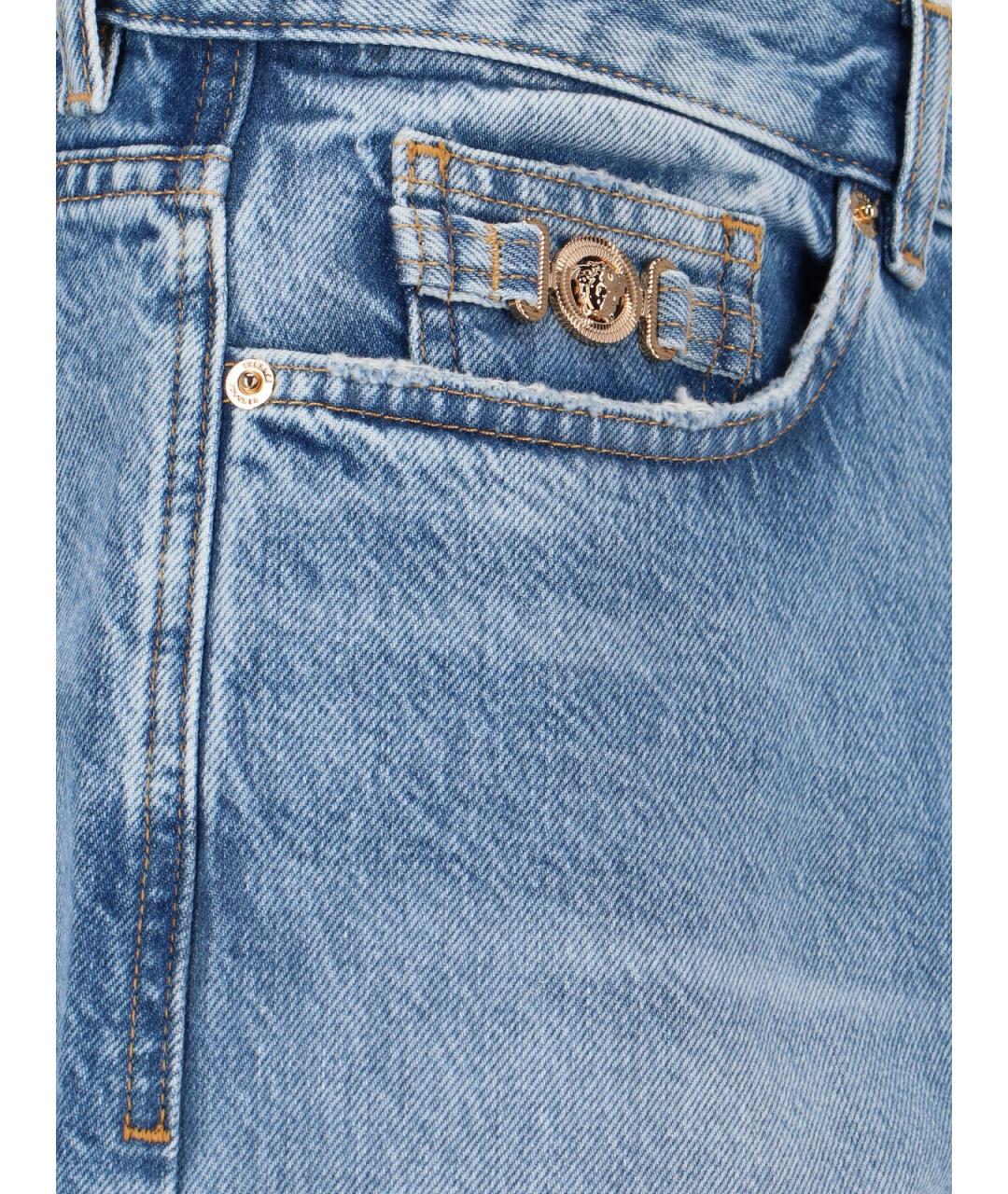 VERSACE Синие хлопковые прямые джинсы, фото 4