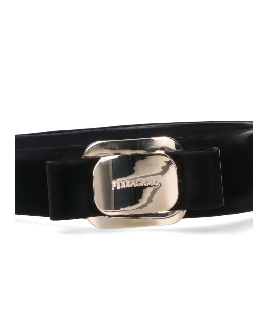 FERRAGAMO Черная кожаная повязка на голову, фото 2