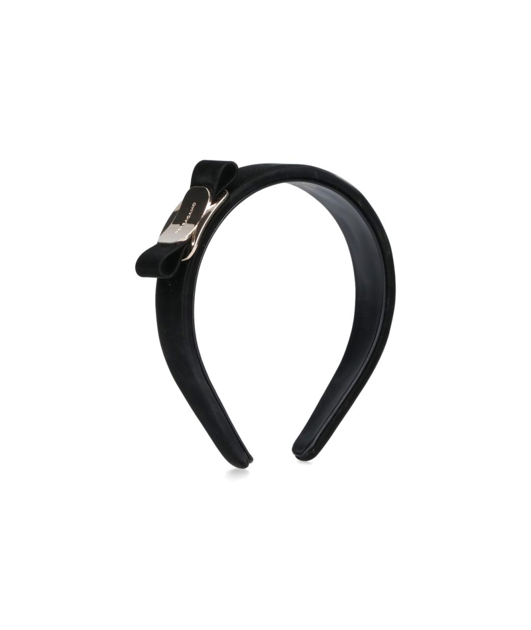 FERRAGAMO Черная кожаная повязка на голову, фото 1