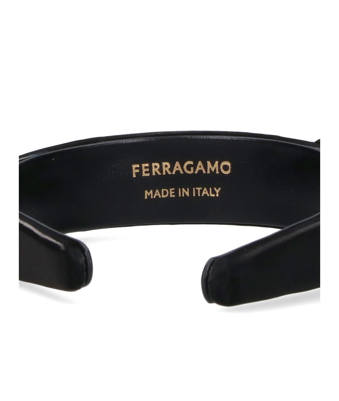 FERRAGAMO Черная кожаная повязка на голову, фото 3
