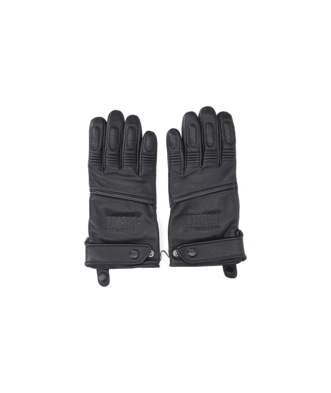 MM6 MAISON MARGIELA Черные кожаные перчатки, фото 1