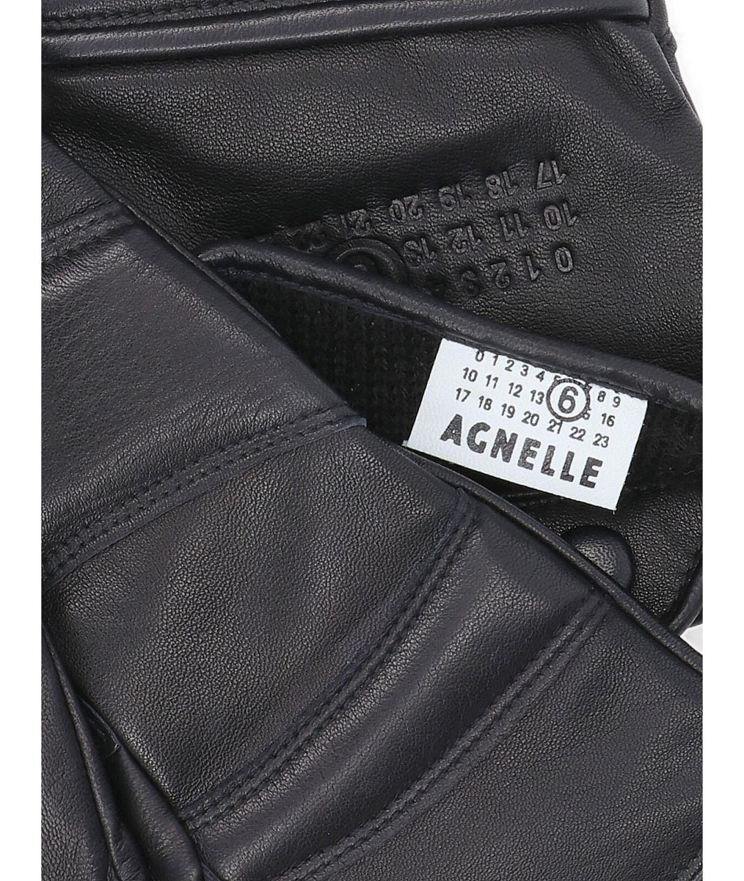 MM6 MAISON MARGIELA Черные кожаные перчатки, фото 3