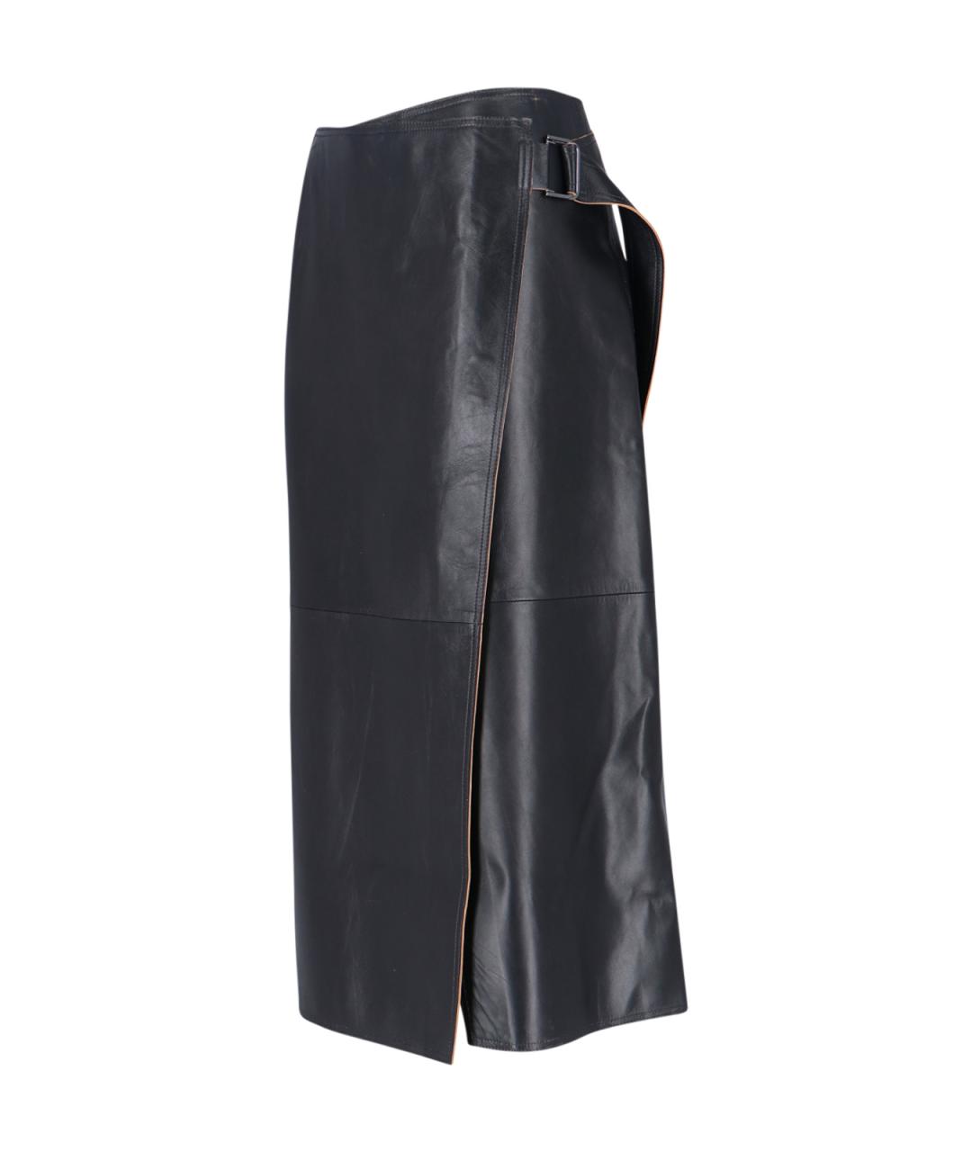 CALVIN KLEIN Черная кожаная юбка макси, фото 3