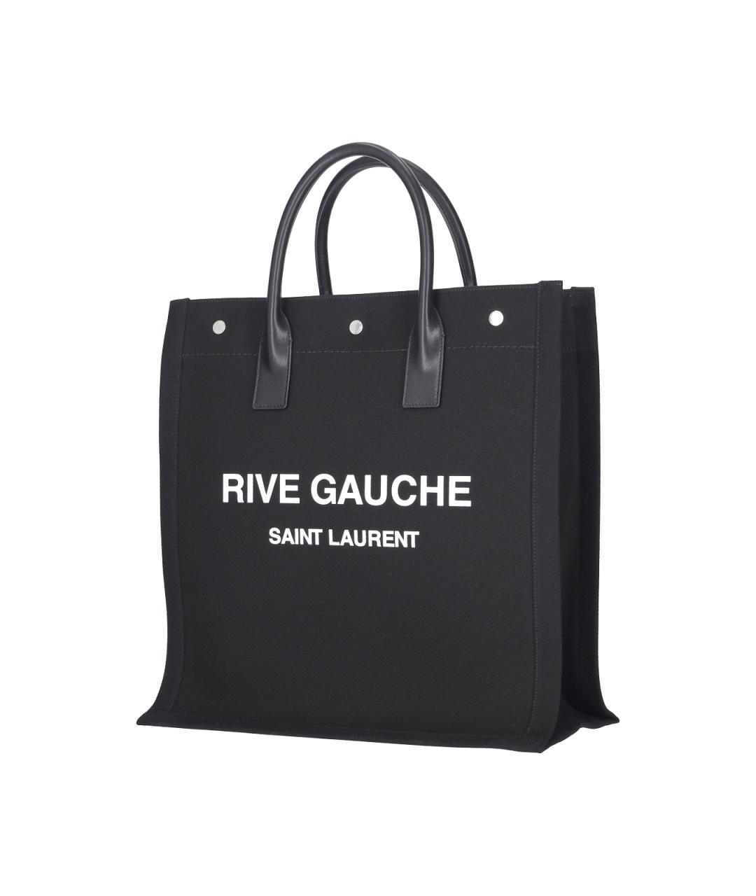 SAINT LAURENT Черная хлопковая сумка тоут, фото 2