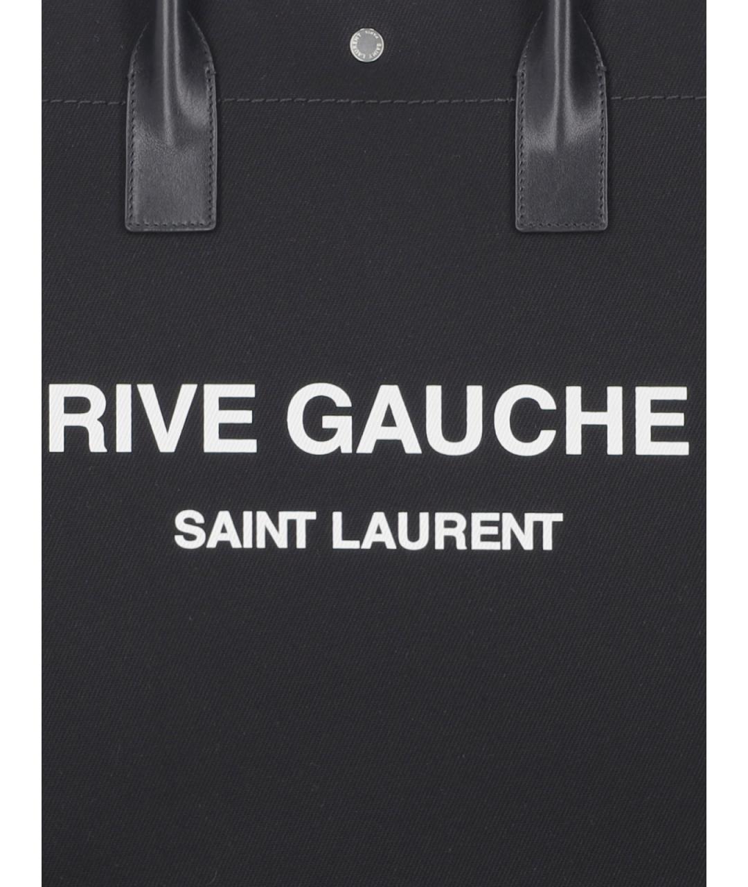 SAINT LAURENT Черная хлопковая сумка тоут, фото 4