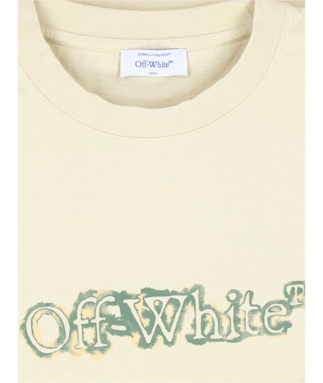 OFF-WHITE Бежевая хлопковая футболка, фото 3
