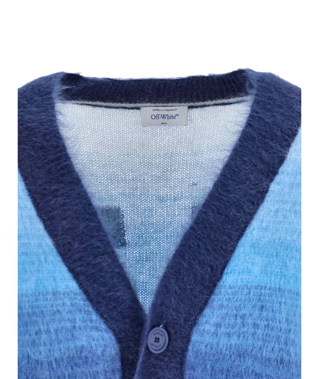 OFF-WHITE Синий шерстяной кардиган, фото 5
