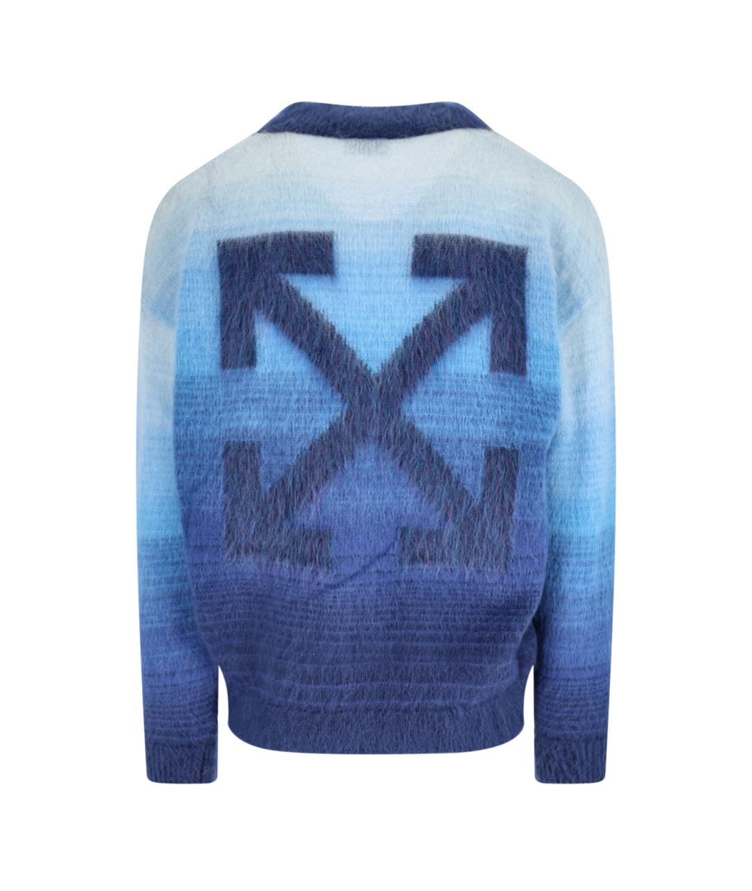 OFF-WHITE Синий шерстяной кардиган, фото 2