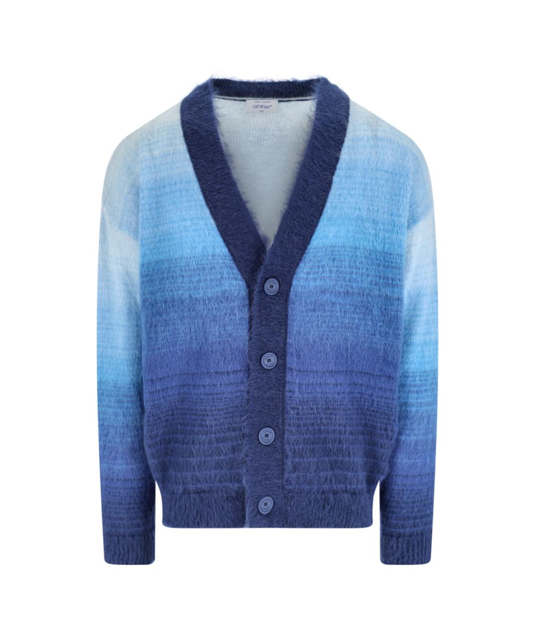 OFF-WHITE Синий шерстяной кардиган, фото 1