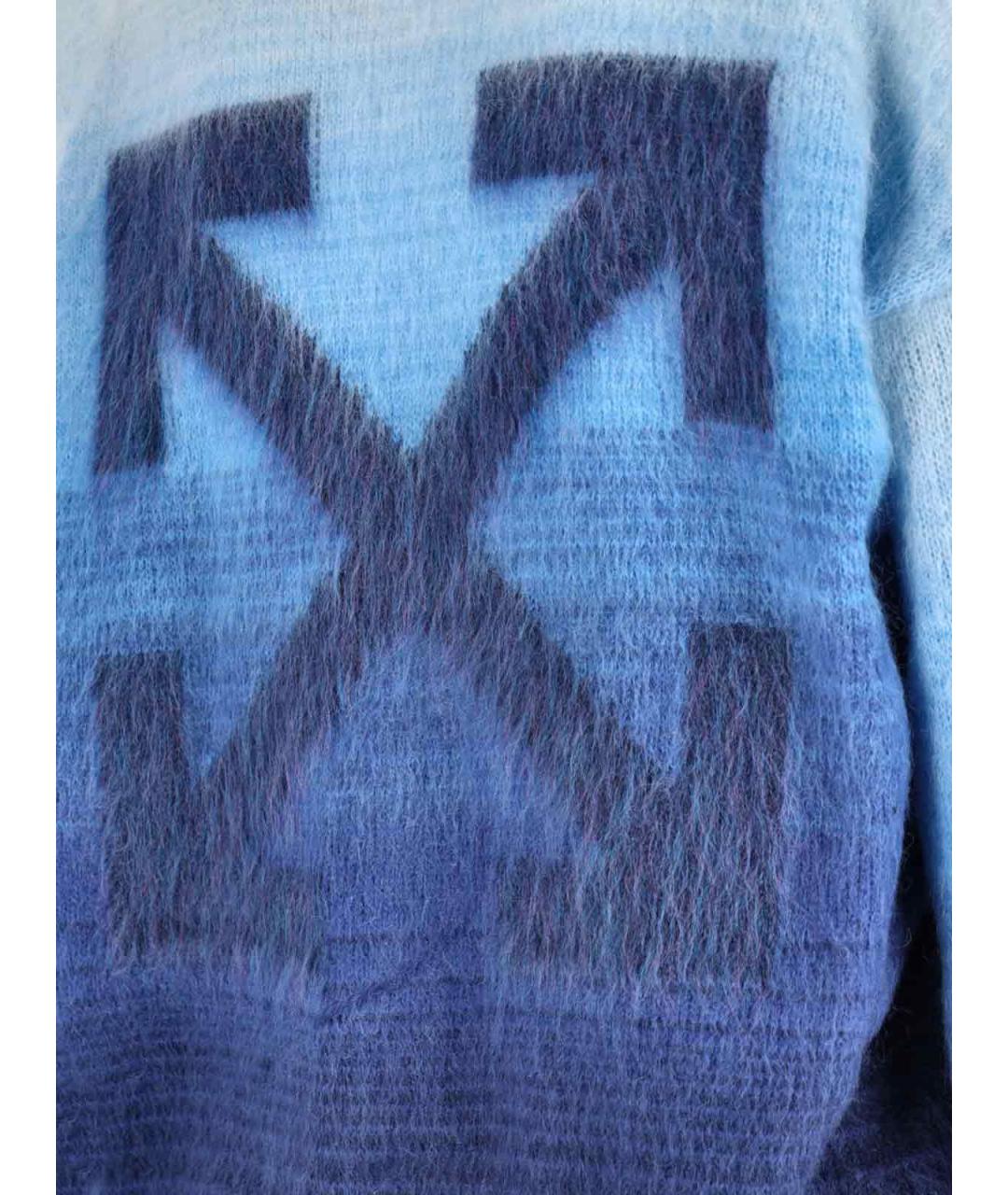 OFF-WHITE Синий шерстяной кардиган, фото 4