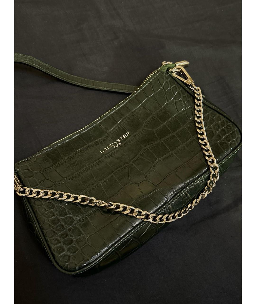 LANCASTER Зеленая кожаная сумка через плечо, фото 5