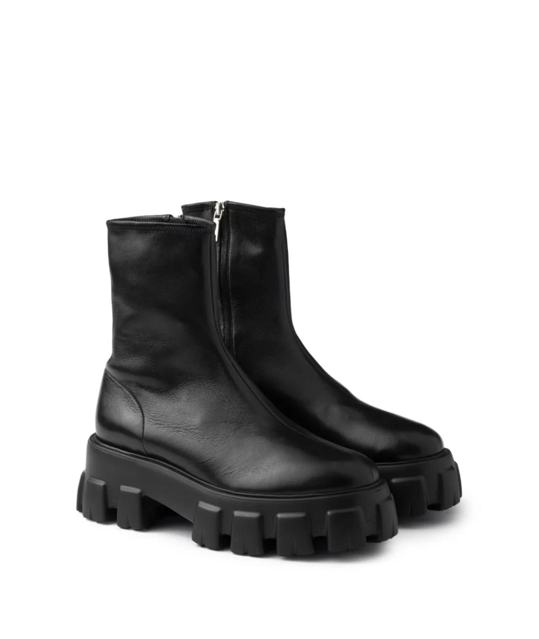 PRADA Черные кожаные ботинки, фото 2