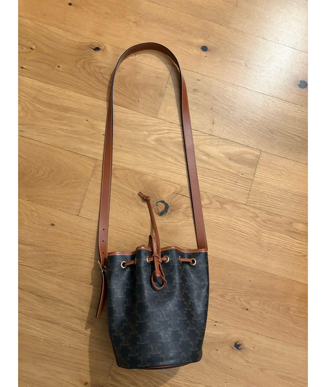 CELINE Коричневая кожаная сумка через плечо, фото 5