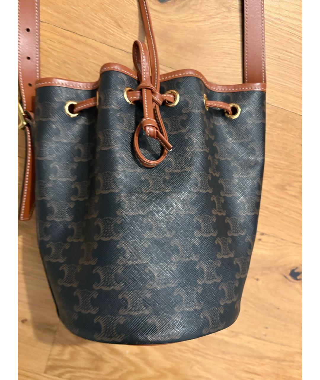 CELINE Коричневая кожаная сумка через плечо, фото 2