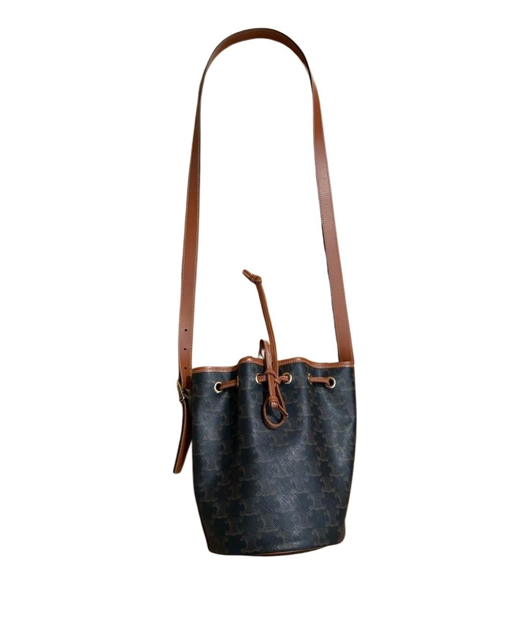 CELINE Коричневая кожаная сумка через плечо, фото 1