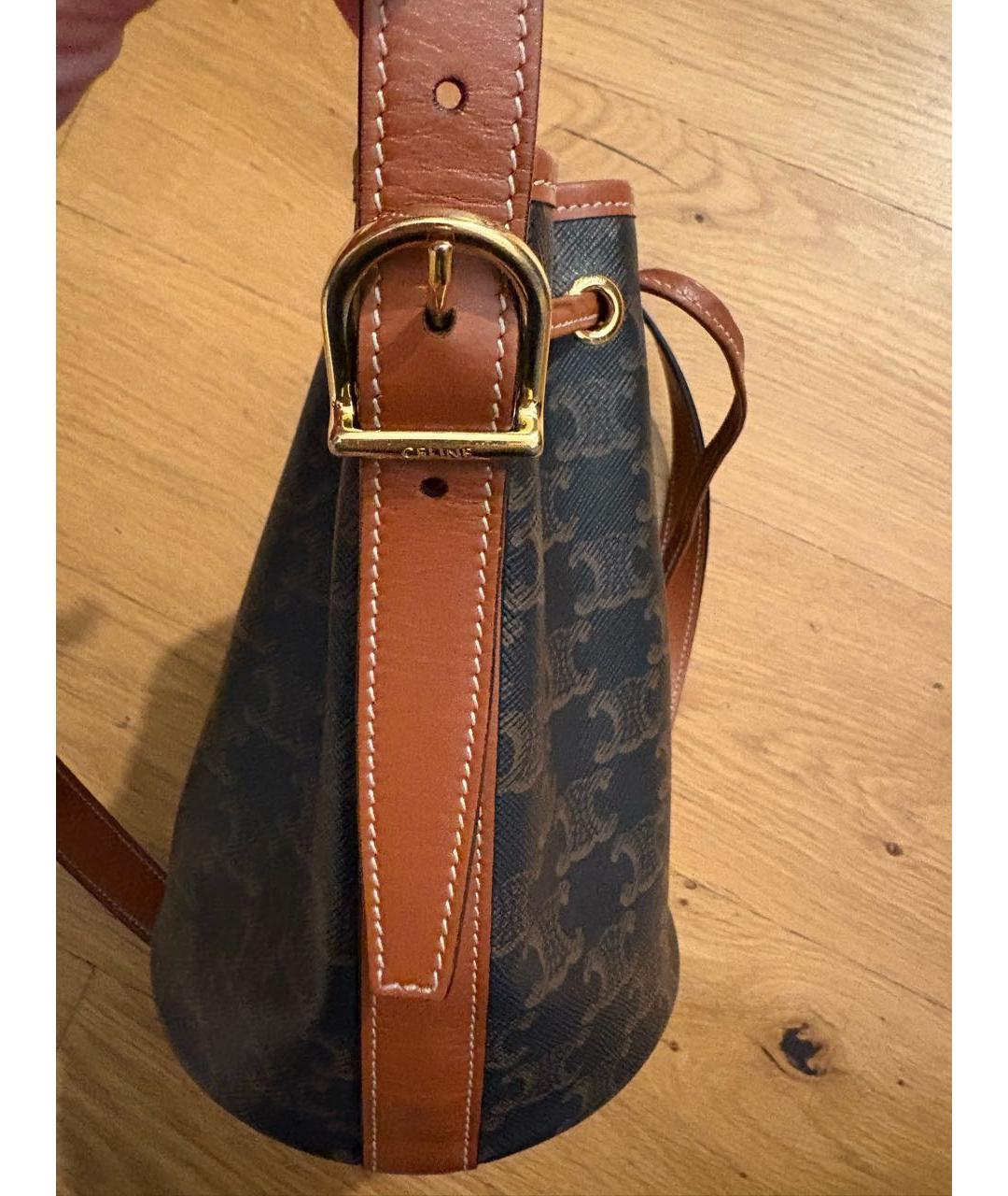 CELINE Коричневая кожаная сумка через плечо, фото 3